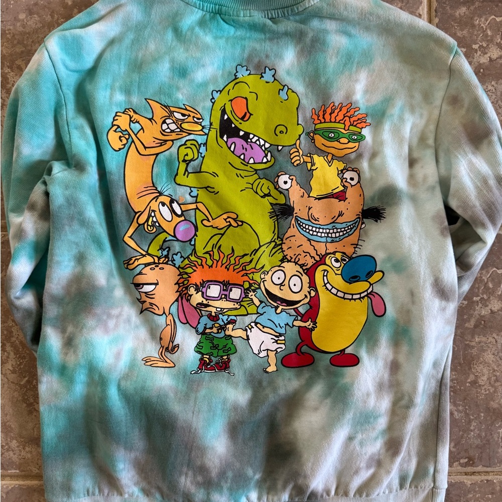 Nickelodeon 90s Cartoons Tie-Dye Crewneck Sweater